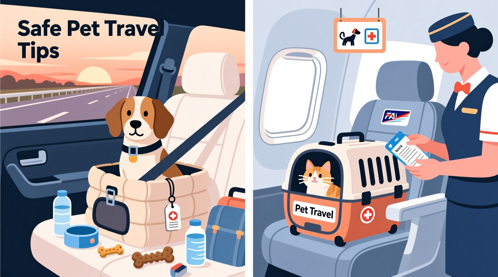 how to travel with a pet safely by car or plane