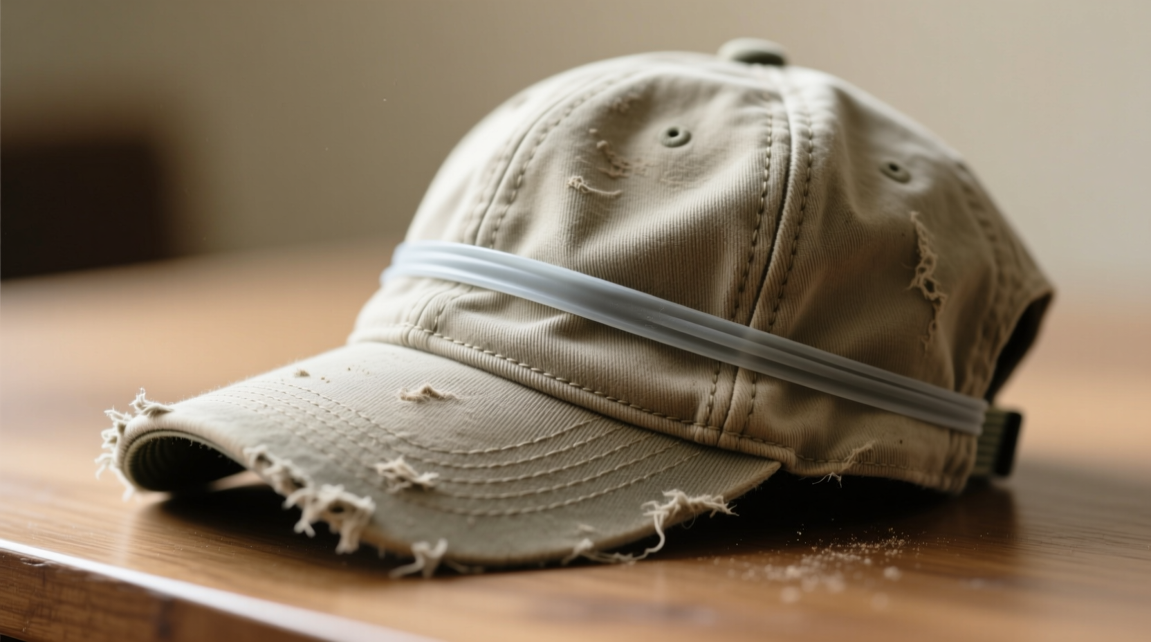 tighten a loose hat with a piece of elastic