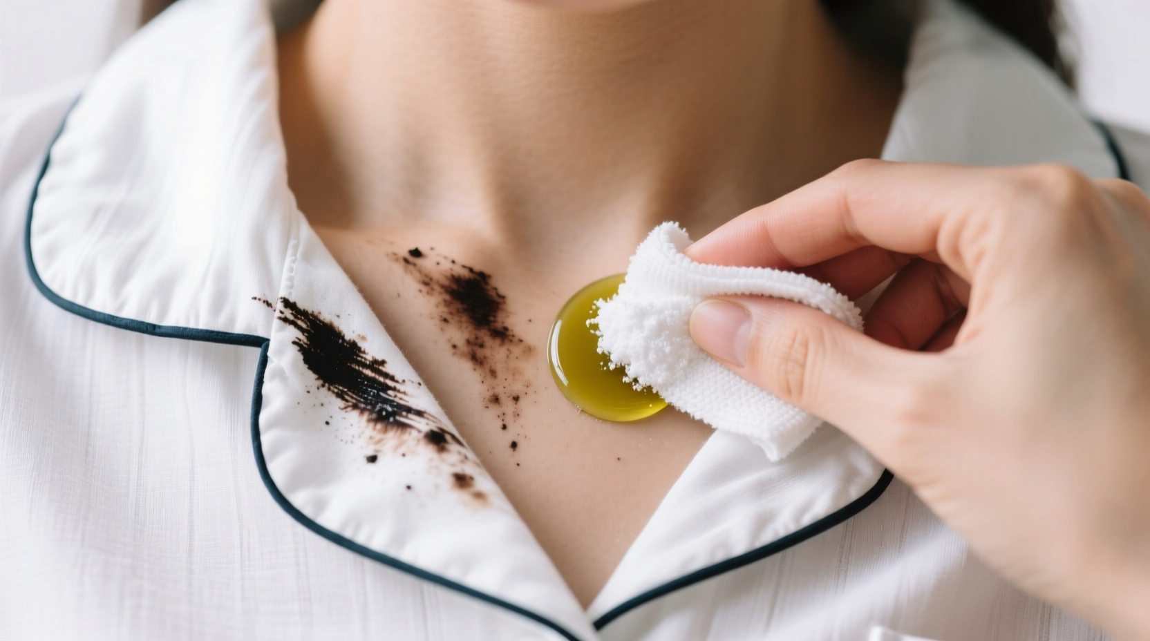 how to remove permanent eyeliner stains from cotton pajama collars