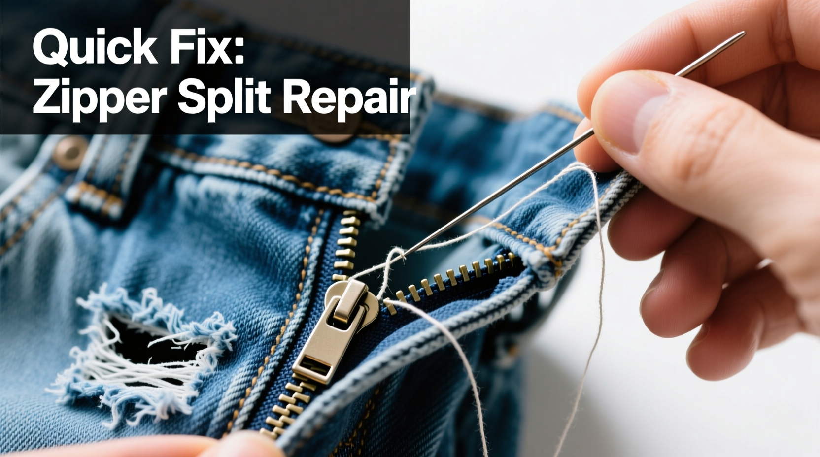 how to fix zipper split on jeans quickly without replacing the slider