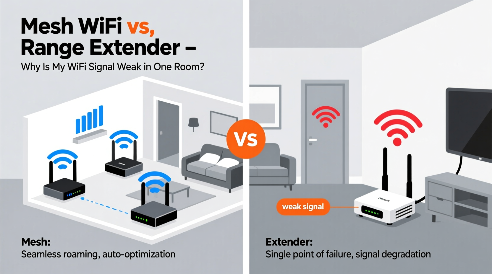 why is my wifi signal weak in one room mesh wifi vs extender solutions