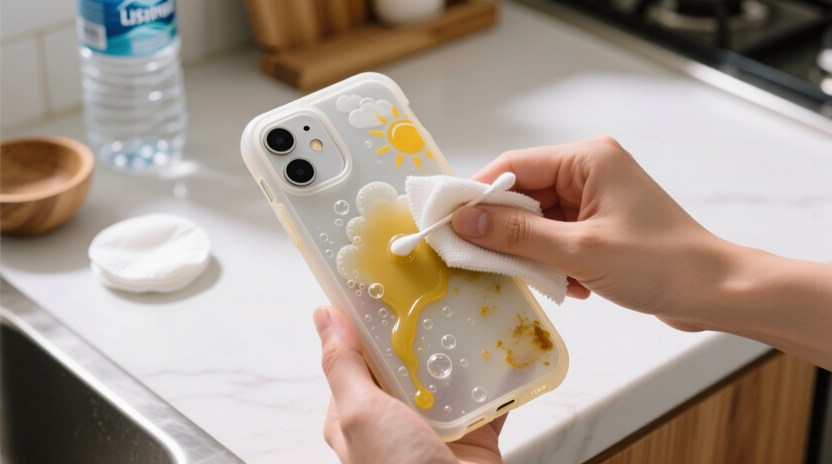 how to clean sunscreen stained silicone cases