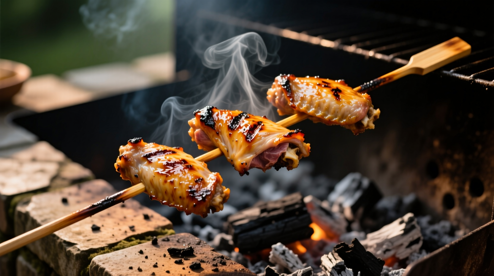 skewer and grill chicken wings for most delicious cris