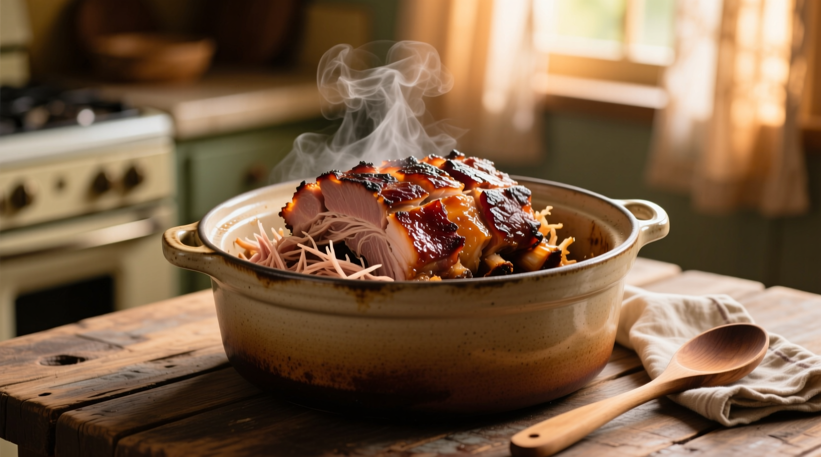 Perfectly shredded pulled pork in crock pot