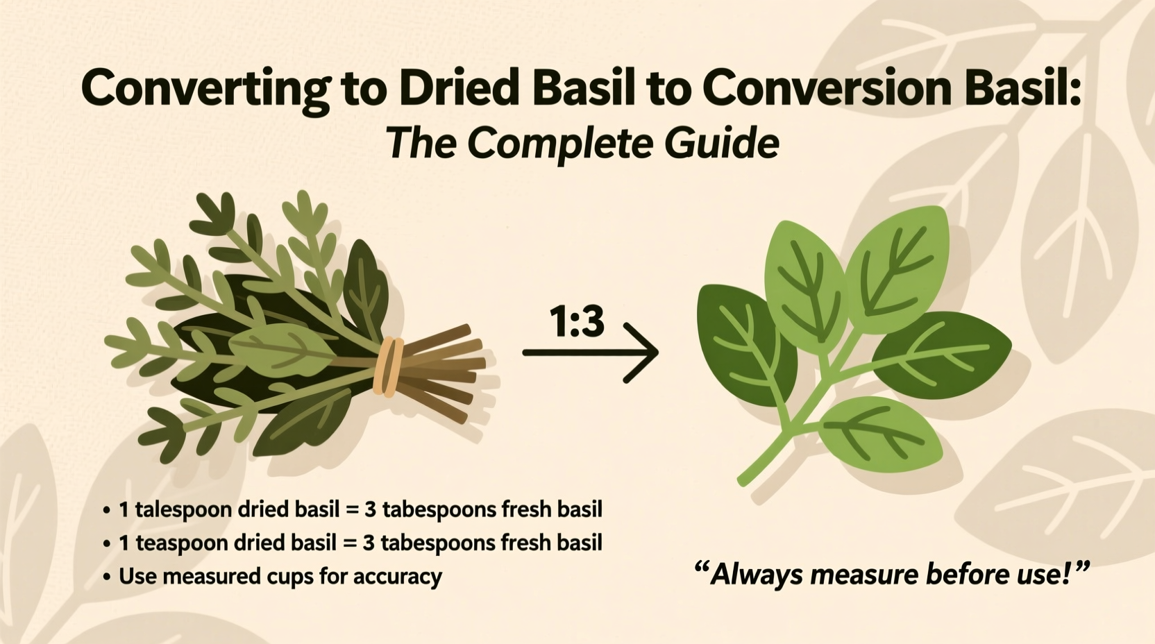 how to convert dried basil to fresh basil measurements