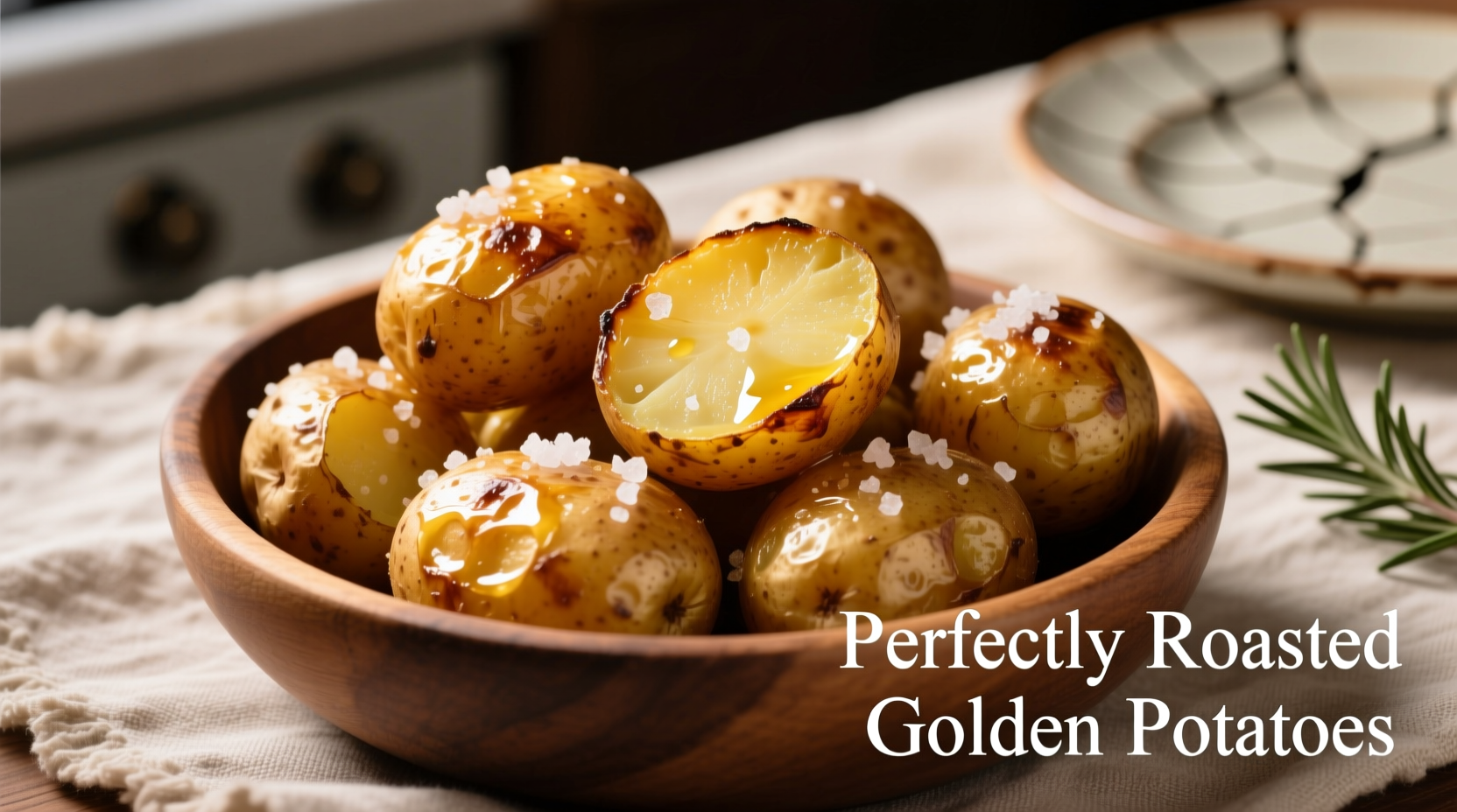 Perfectly roasted golden potatoes with sea salt