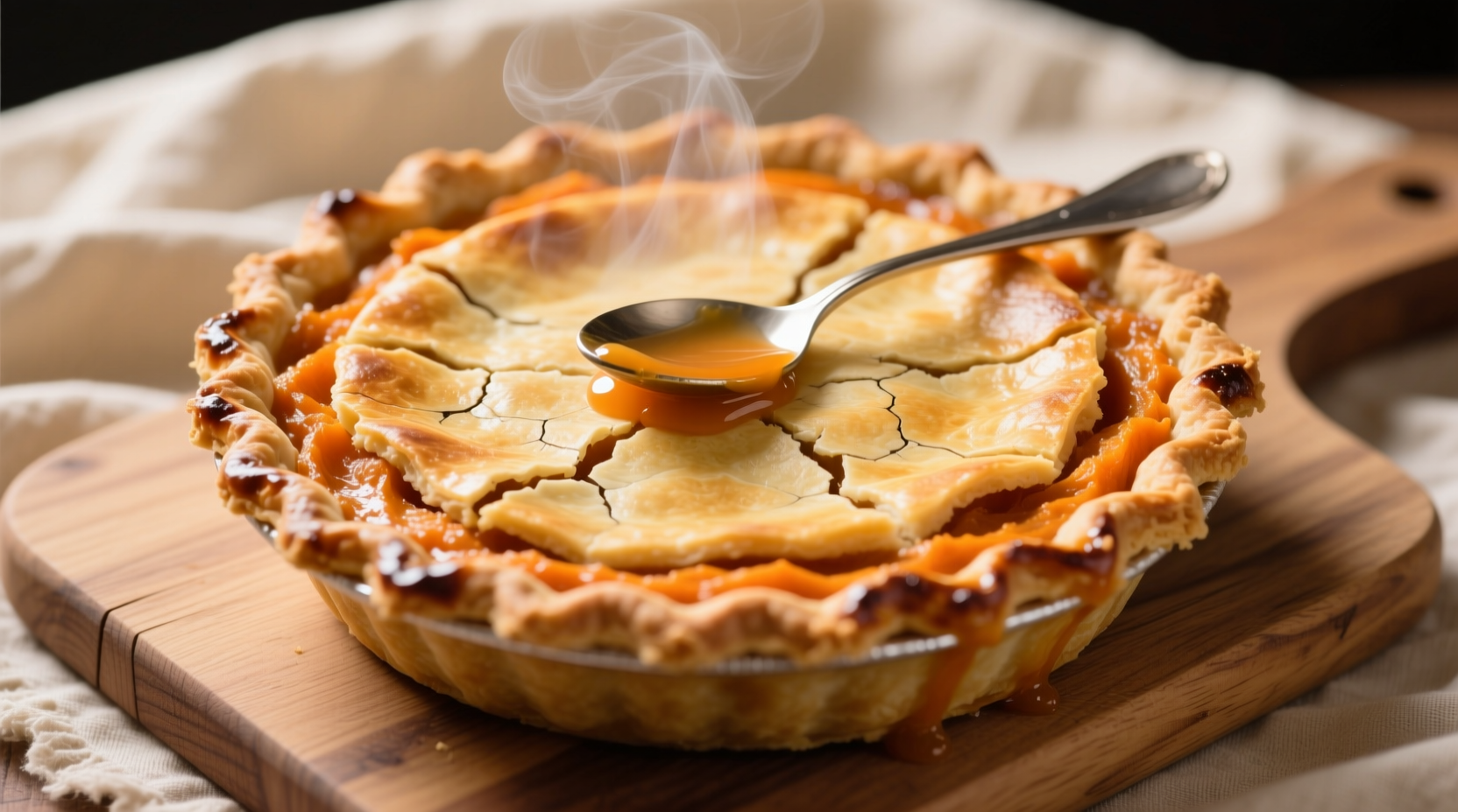 Perfectly baked sweet potato pie with golden crust