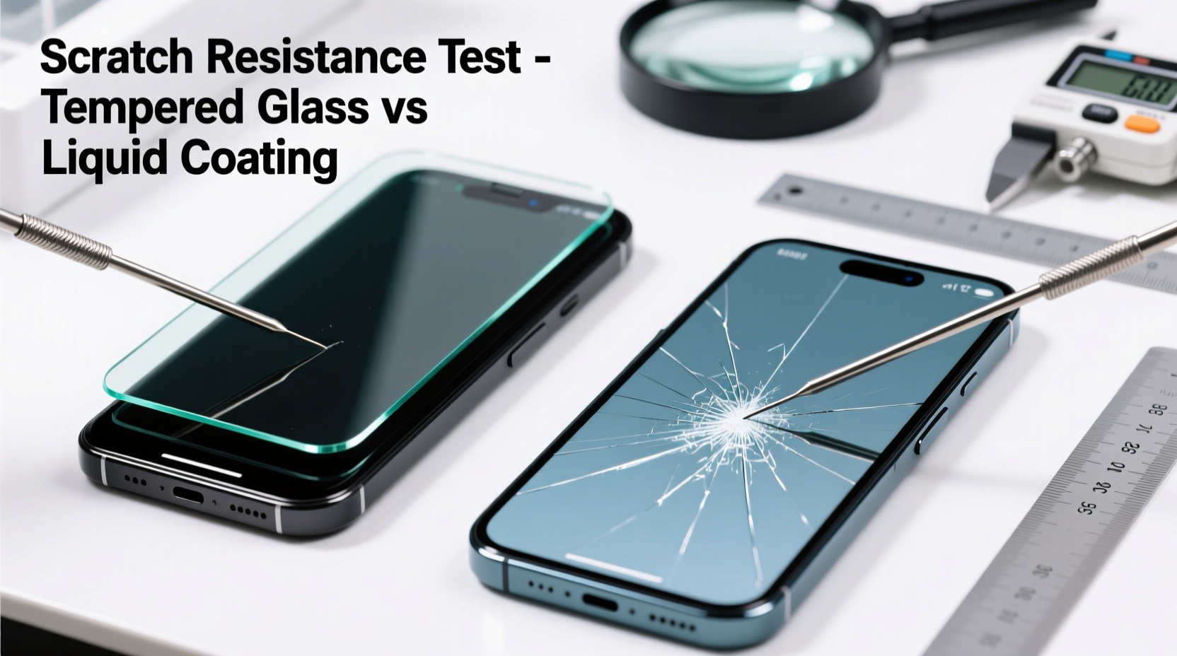 is tempered glass screen protector better than liquid coating scratch tests