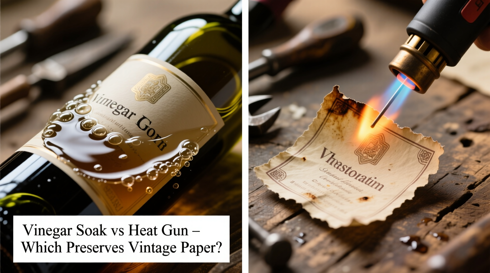 wine bottle label removal hacks vinegar soak vs heat gun which preserves vintage paper intact