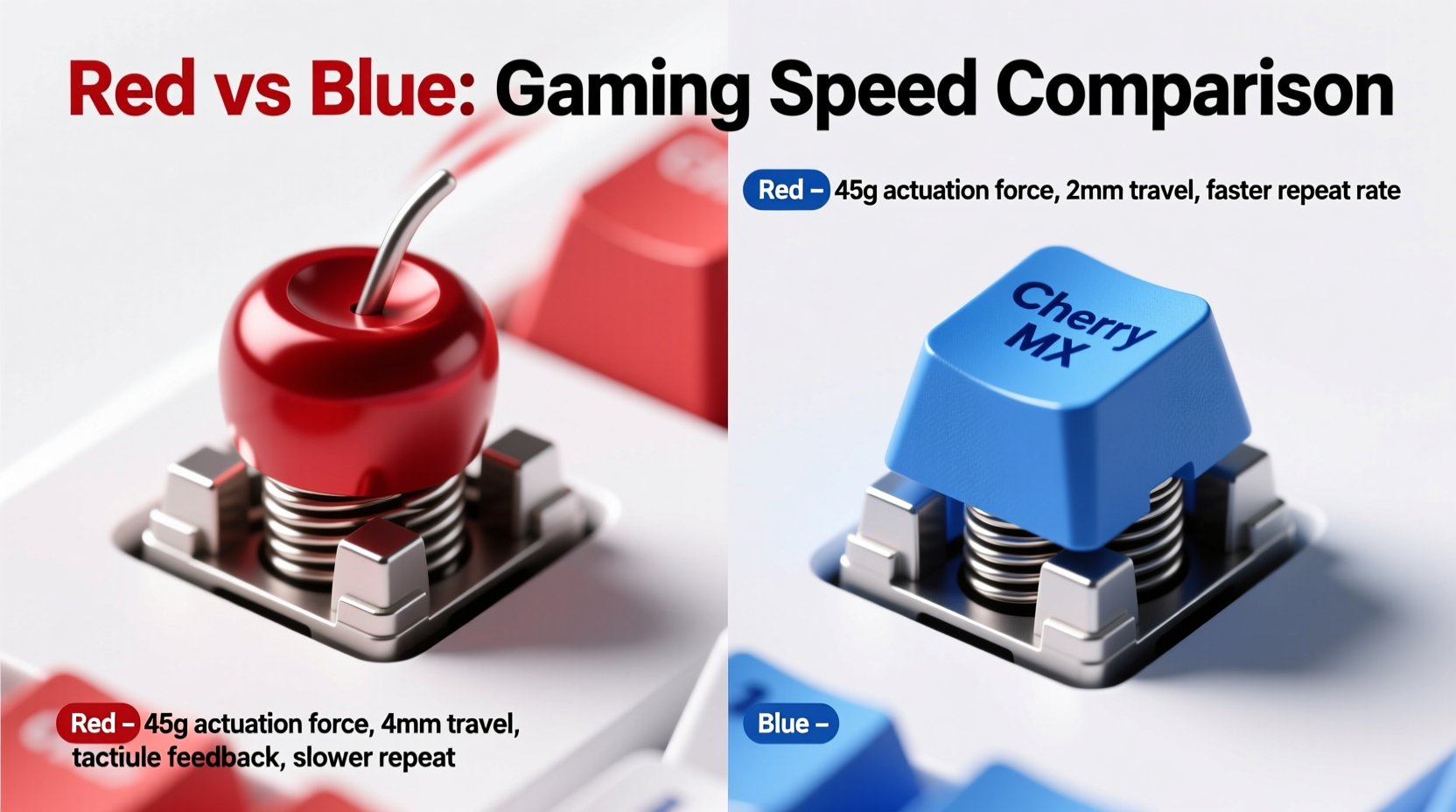 mechanical keyboard switches red vs blue which one is actually faster for gaming