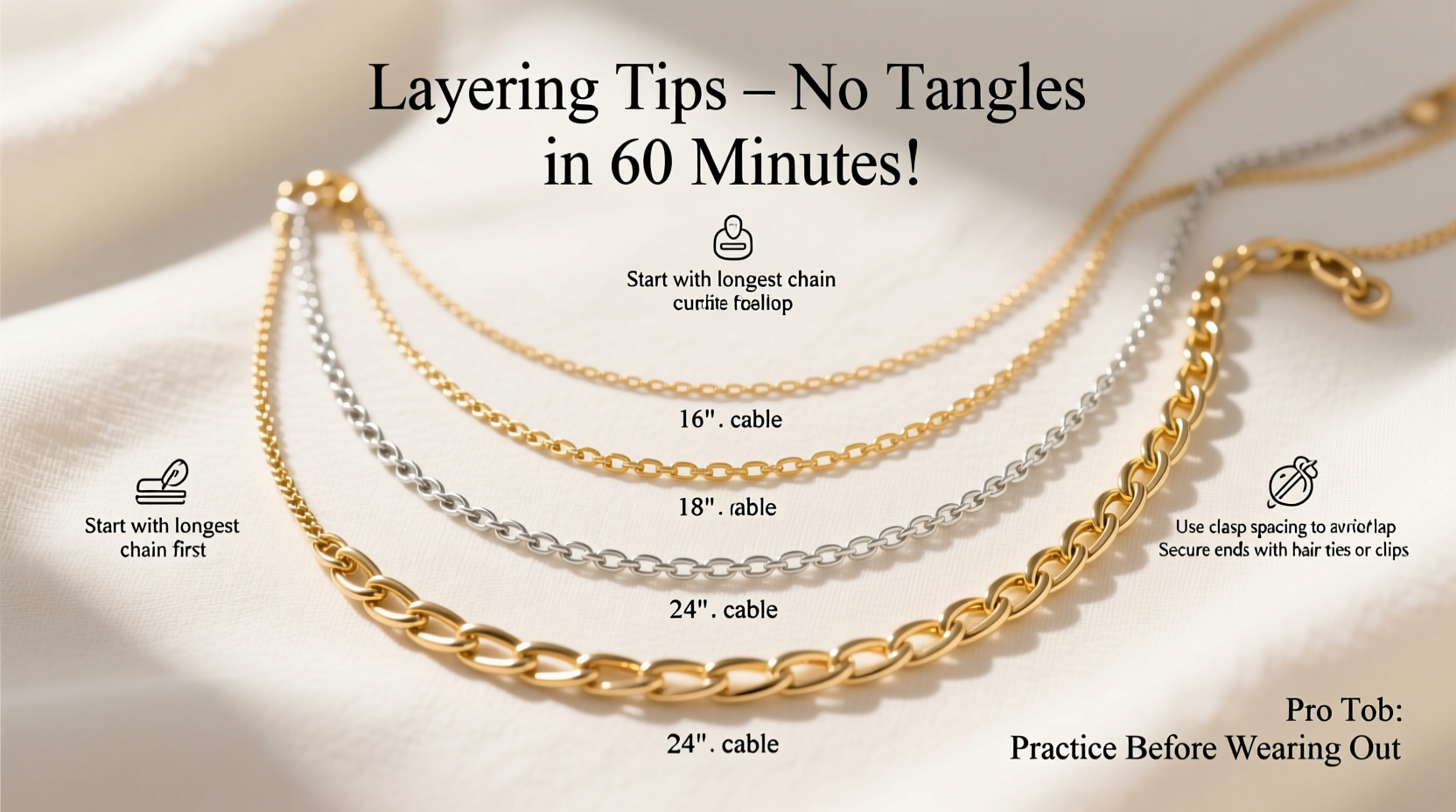 how to layer necklaces without them getting tangled within an hour