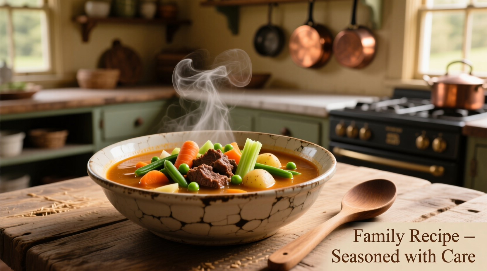 hearty soup with ground beef and mixed vegetables