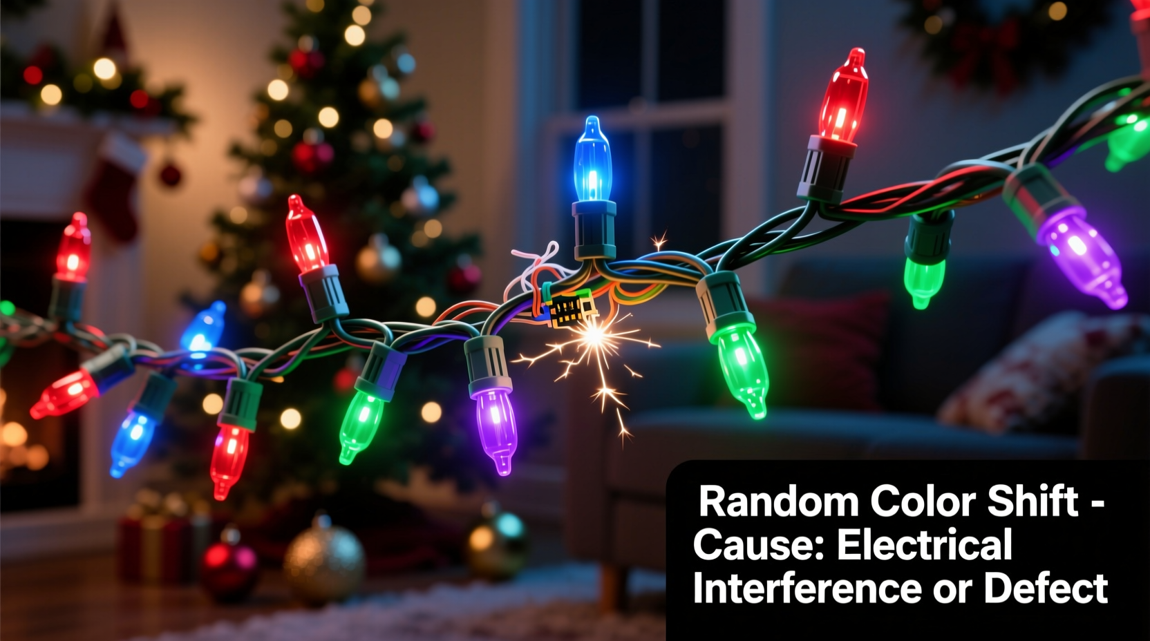 why do some christmas lights change color randomly interference or defect