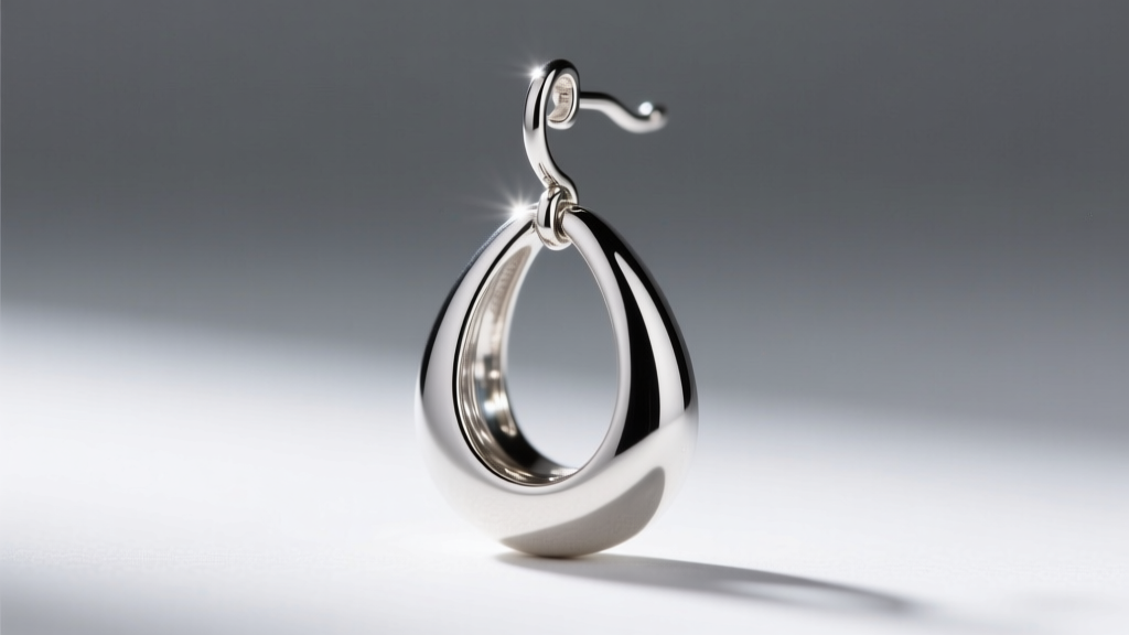 Close-up of a cast sterling silver teardrop earring showing the solder joint at the bail under bright directional light.