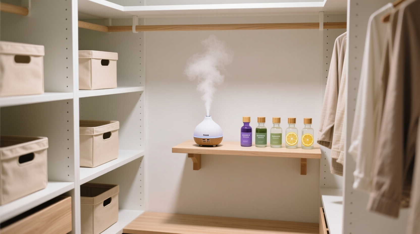 closet organization tips aromatherapy diffuser integration