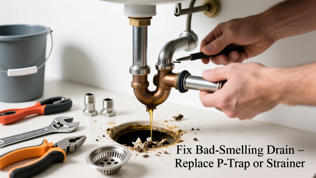 Fix Bad-Smelling Drain: Replace the P-Trap or Strainer
