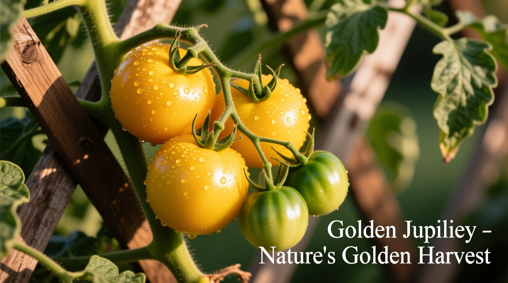 Golden Jubilee yellow tomatoes ripening on vine