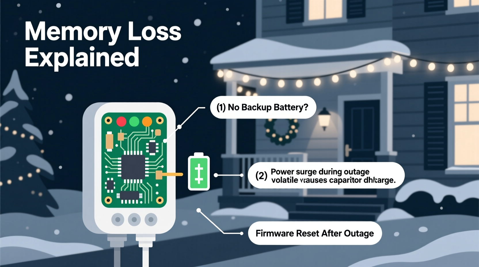 why does my christmas light controller lose memory after power outage