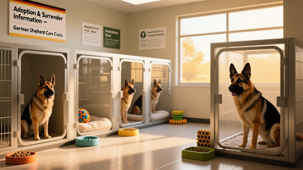 A shelter kennel area with clean, well-lit enclosures and enrichment toys visible