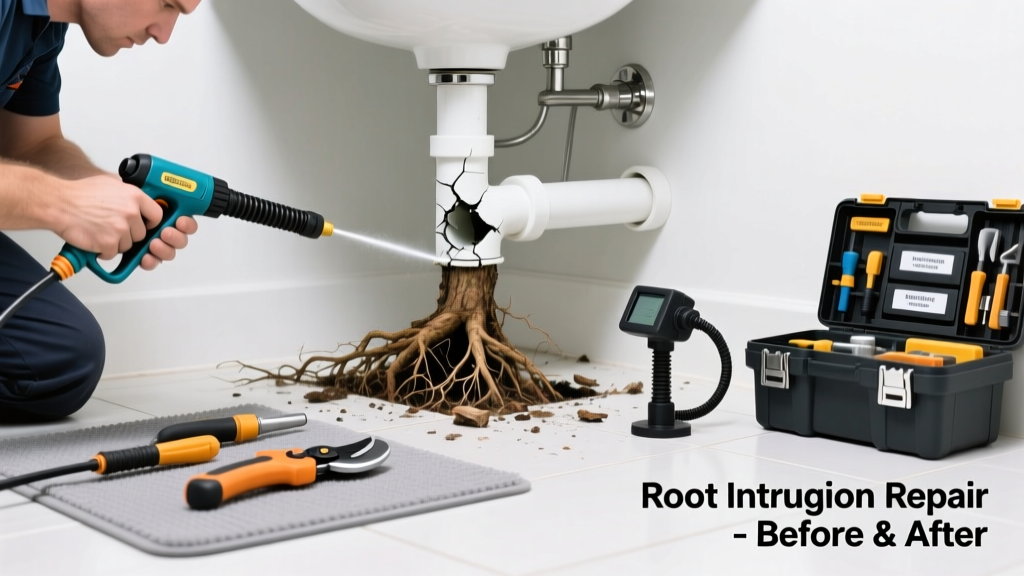Fixing Sewer Line Root Intrusion Causing Gurgling Noises