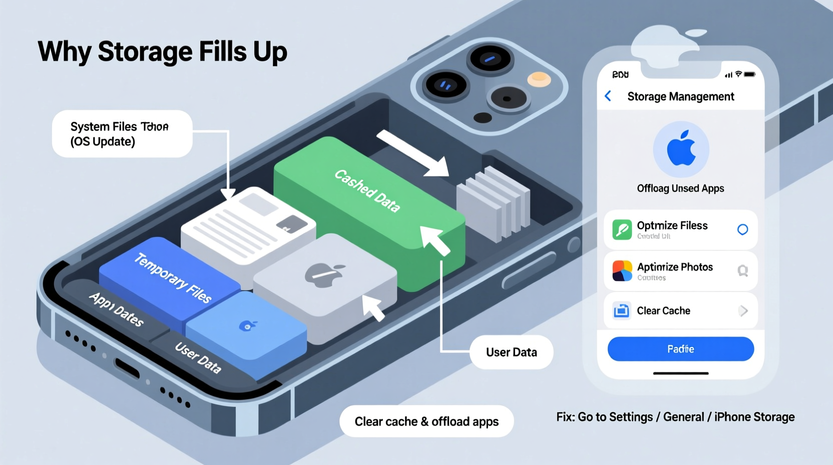 why does my iphone storage fill up after a software update how to fix