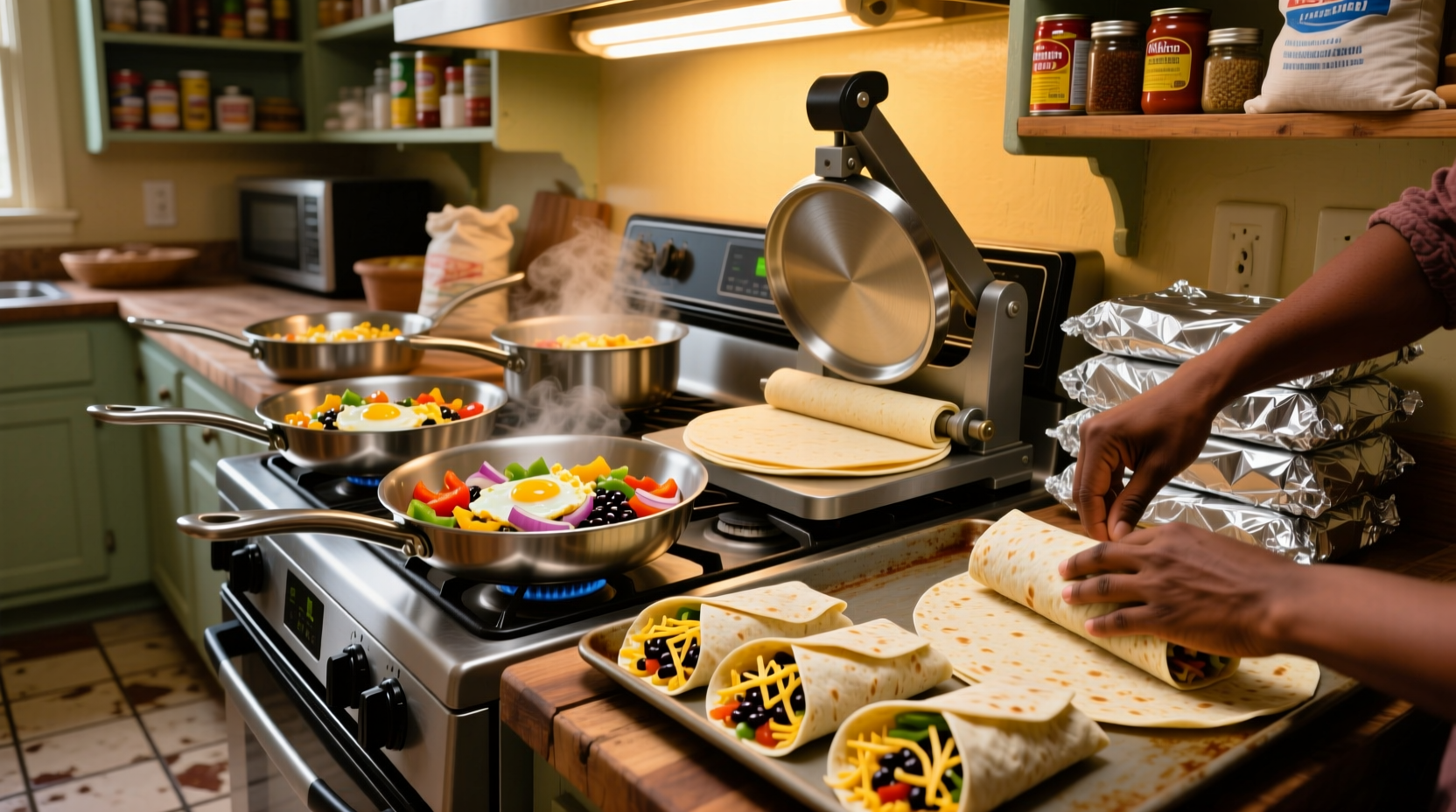make breakfast burritos in bulk for cheap tasty mornin