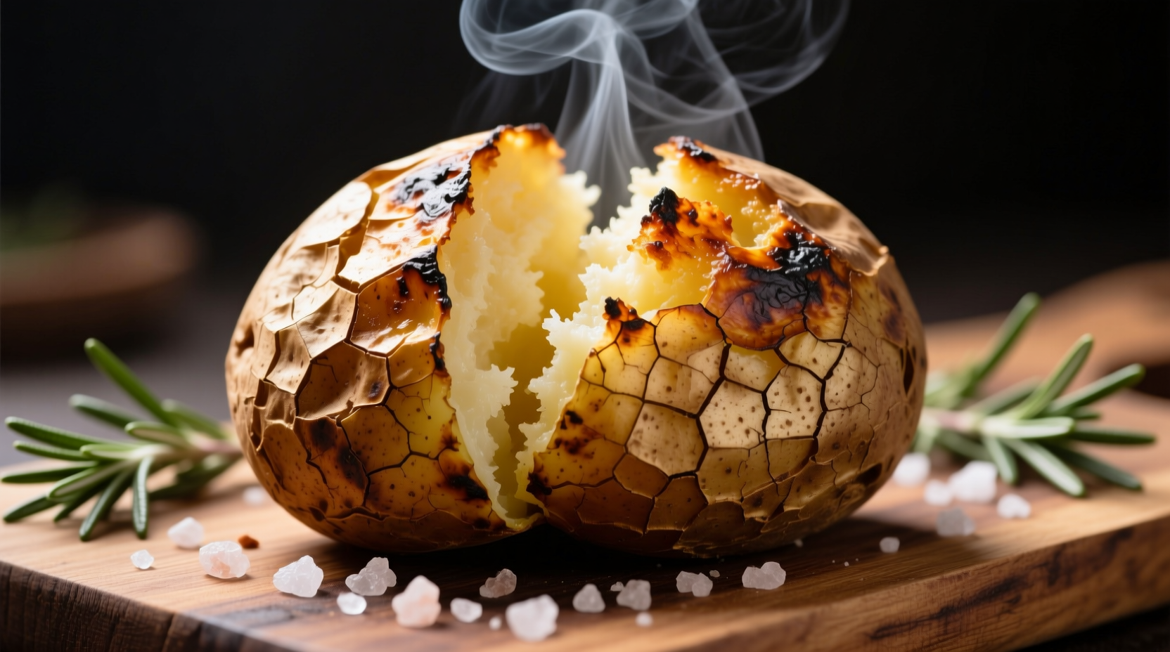 Perfectly smoked baked potato with crispy skin