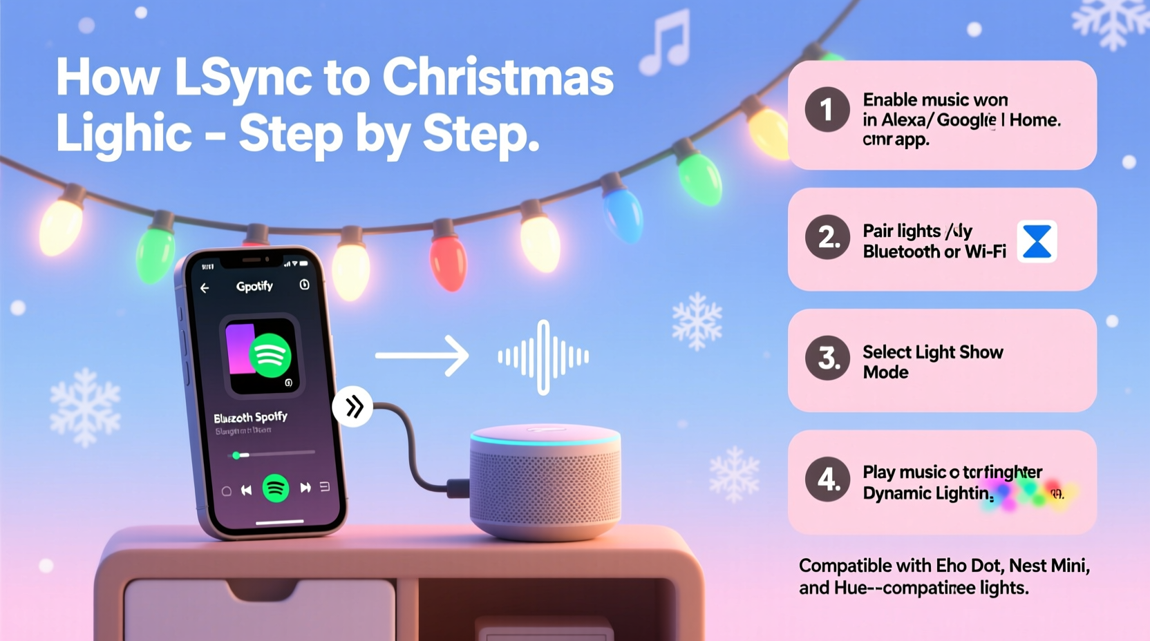 how to sync christmas lights to music using alexa or google home