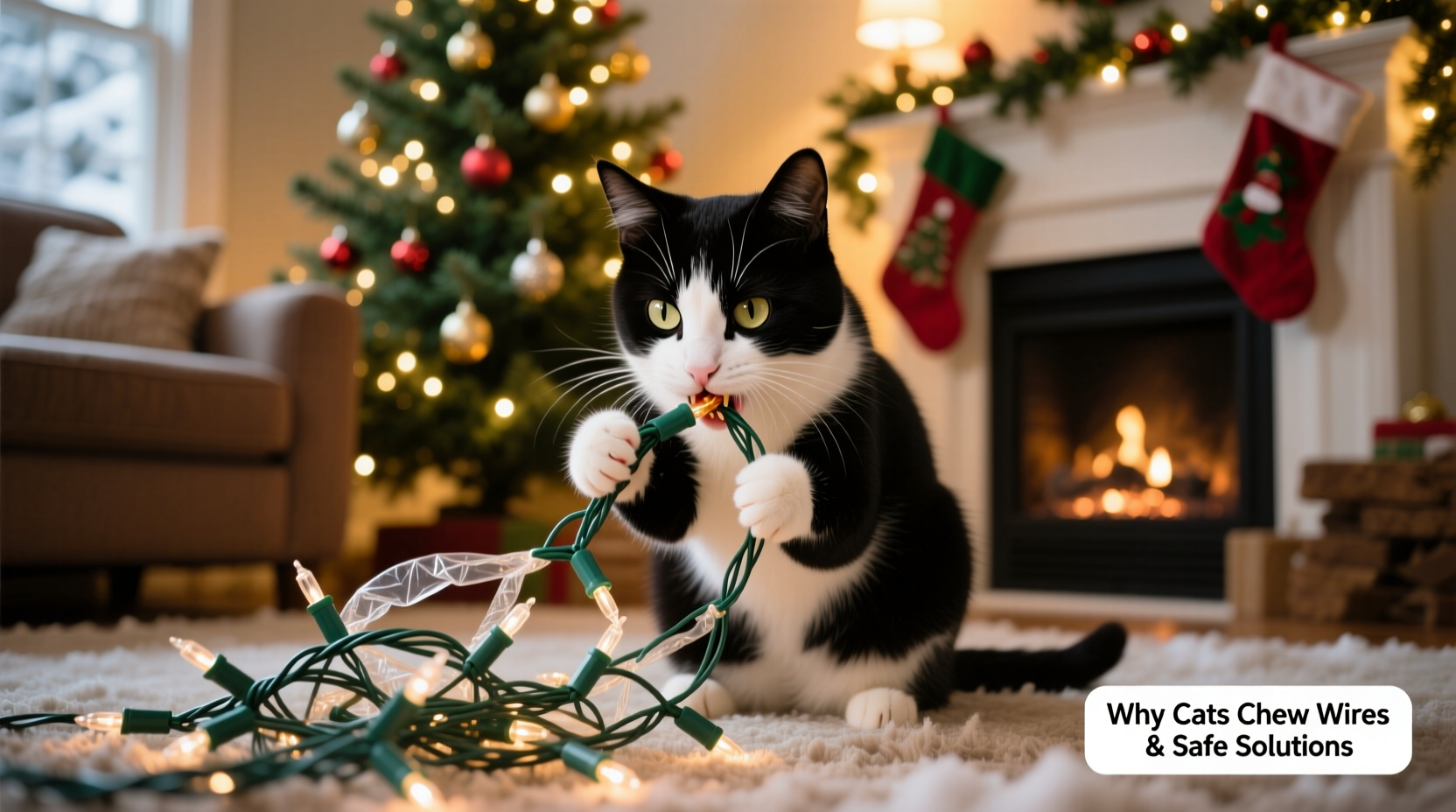 why does my cat chew christmas tree wires and how to stop it safely