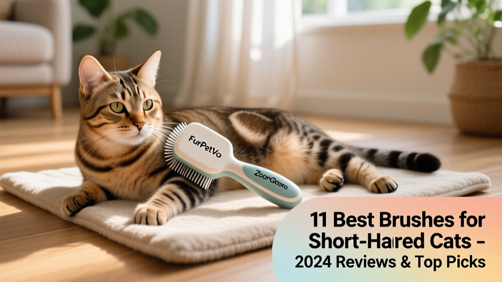 FurPetVo ZoomGroom brush being used on a relaxed tabby cat during a grooming session