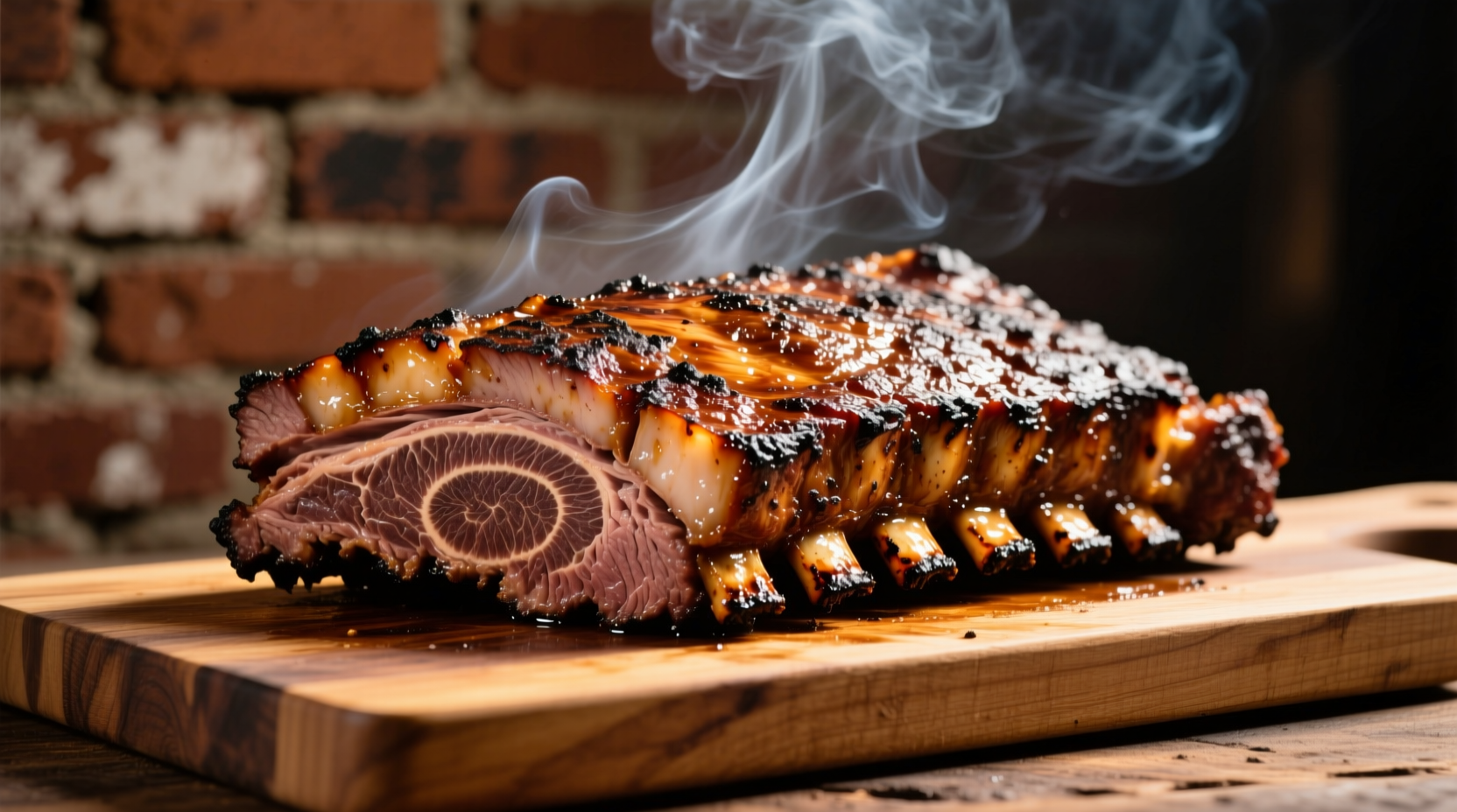 Perfectly grilled brisket with bark and smoke ring