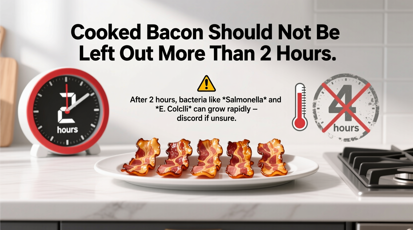 how long can cooked bacon be left out