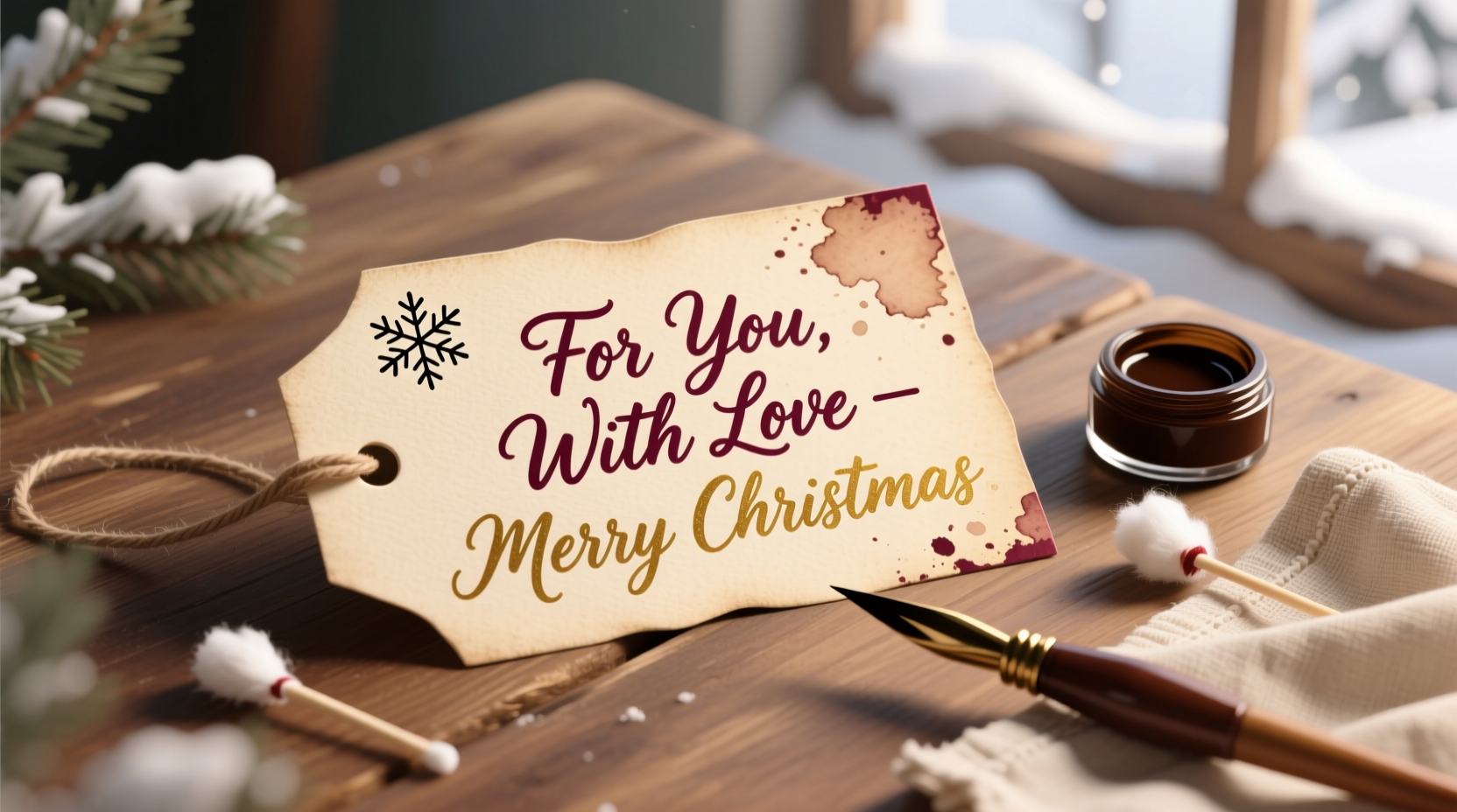 how to personalize a christmas gift tag using calligraphy and simple tools