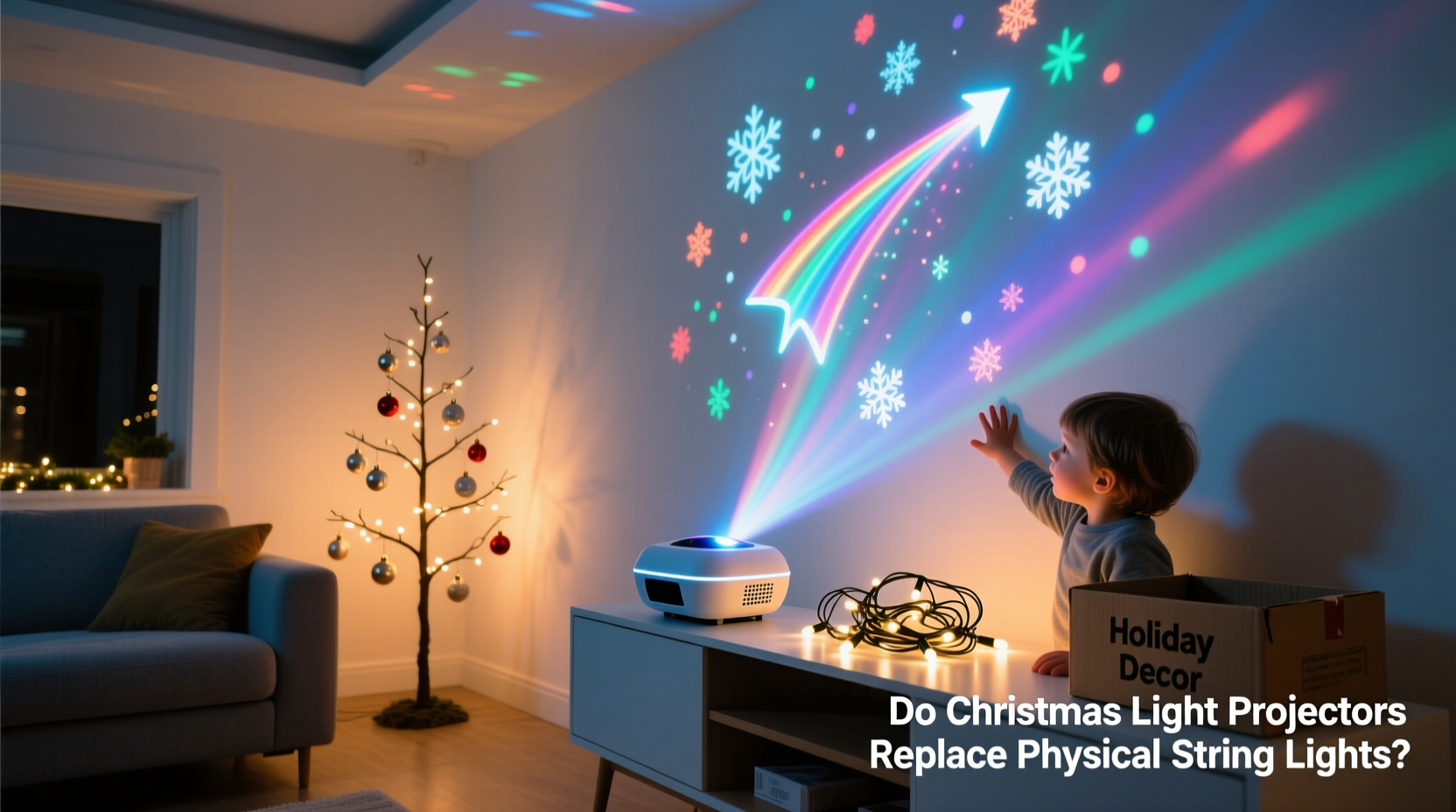 do christmas light projectors replace the need for physical string lights