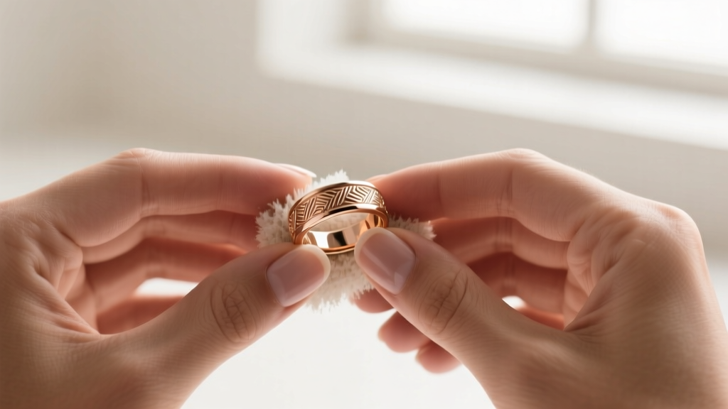 Hands gently scrubbing a textured 18k rose gold men
