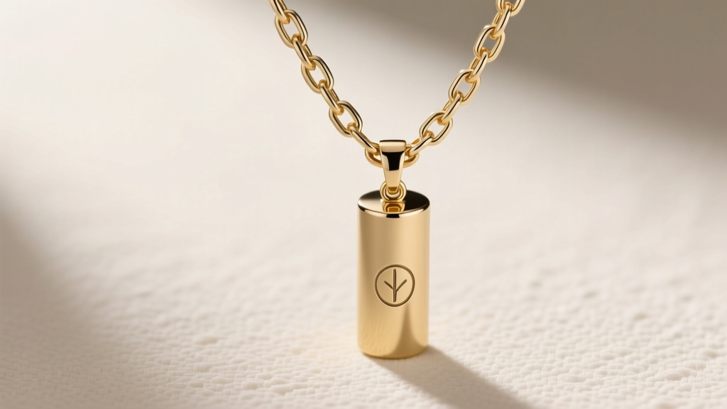 A solid 14k white gold box chain attached to a secure lobster clasp, paired with a discreet cylindrical crematorium pendant