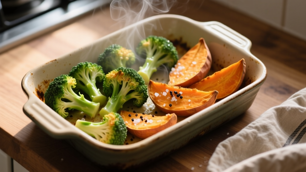 Perfect Air Fryer Broccoli & Sweet Potatoes