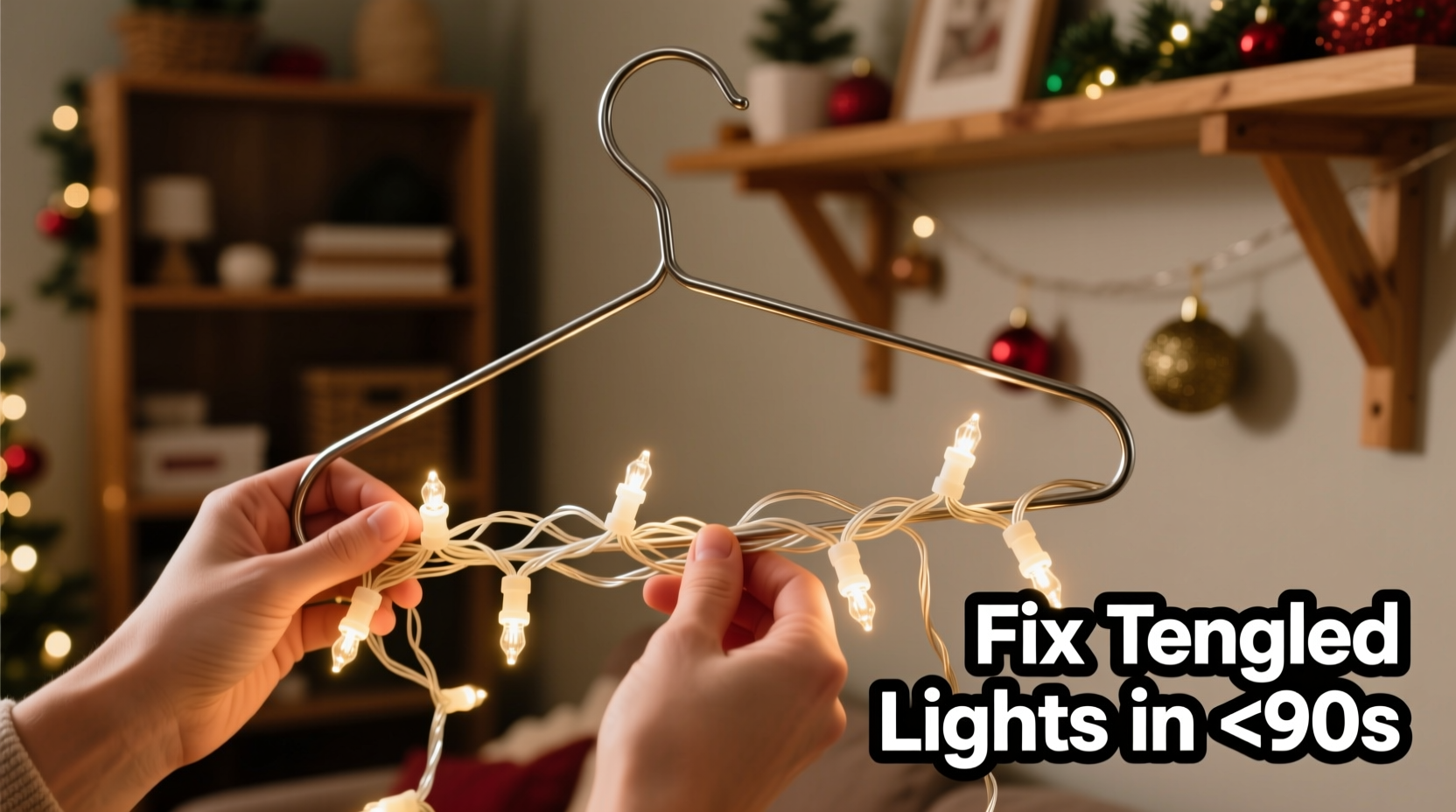 how to fix tangled light strands in under 90 seconds using only a coat hanger and patience