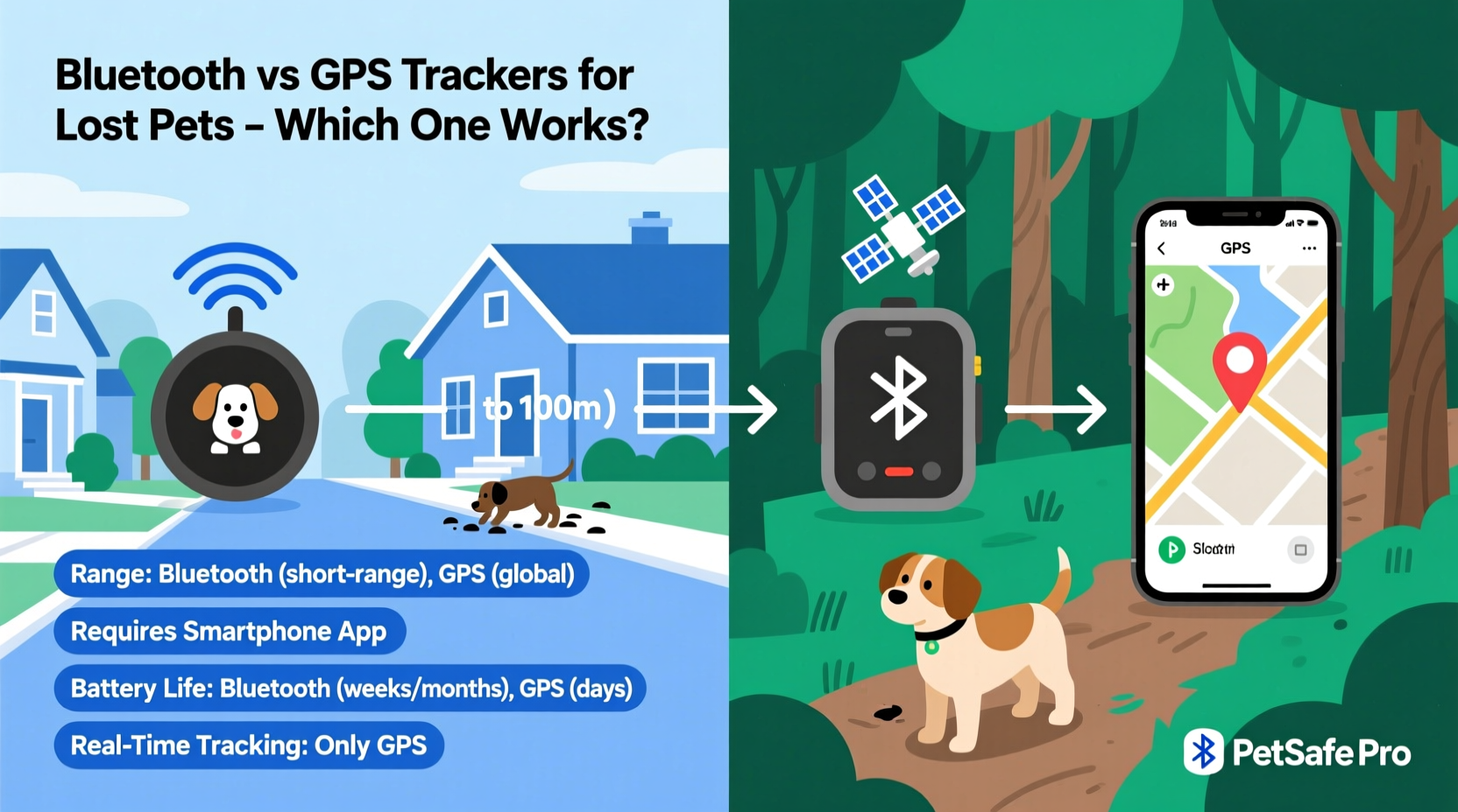 bluetooth tracker vs gps tracker for pets which one actually finds your lost dog