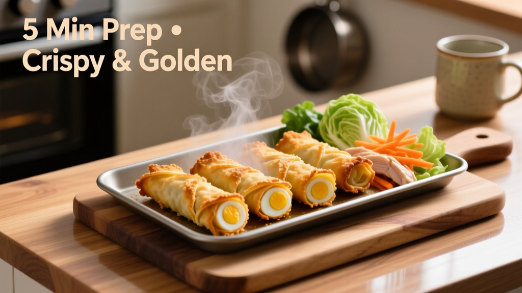 Crispy Frozen Chicken Egg Rolls in Air Fryer (5 Min Prep!)