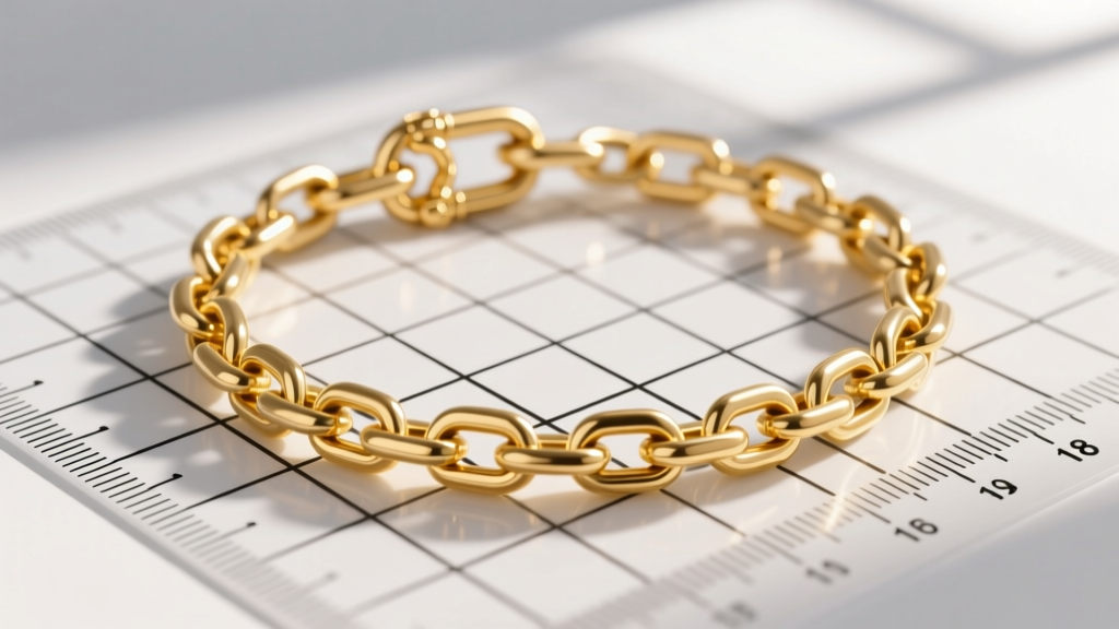 A 0.9mm 18k yellow gold replacement safety chain with a tiny lobster clasp, laid flat on a millimeter measuring grid background