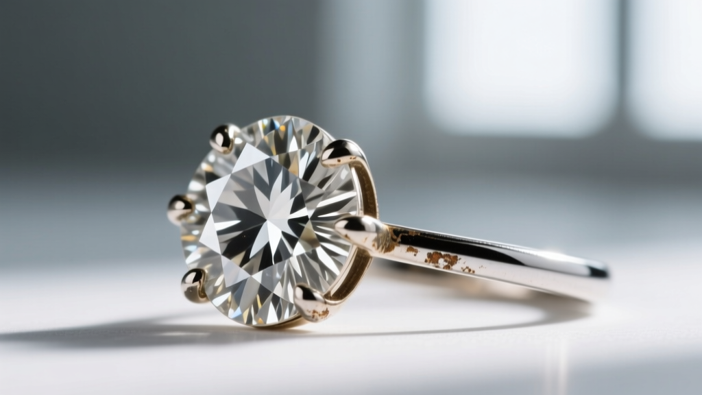 Macro photography of a microscope view showing a worn shared prong on a diamond daisy pendant next to new platinum wire.