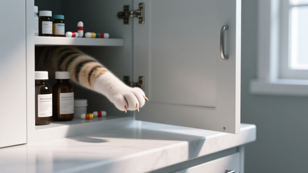 Cat Paw Reaching Into the Medicine Cabinet: Exploration