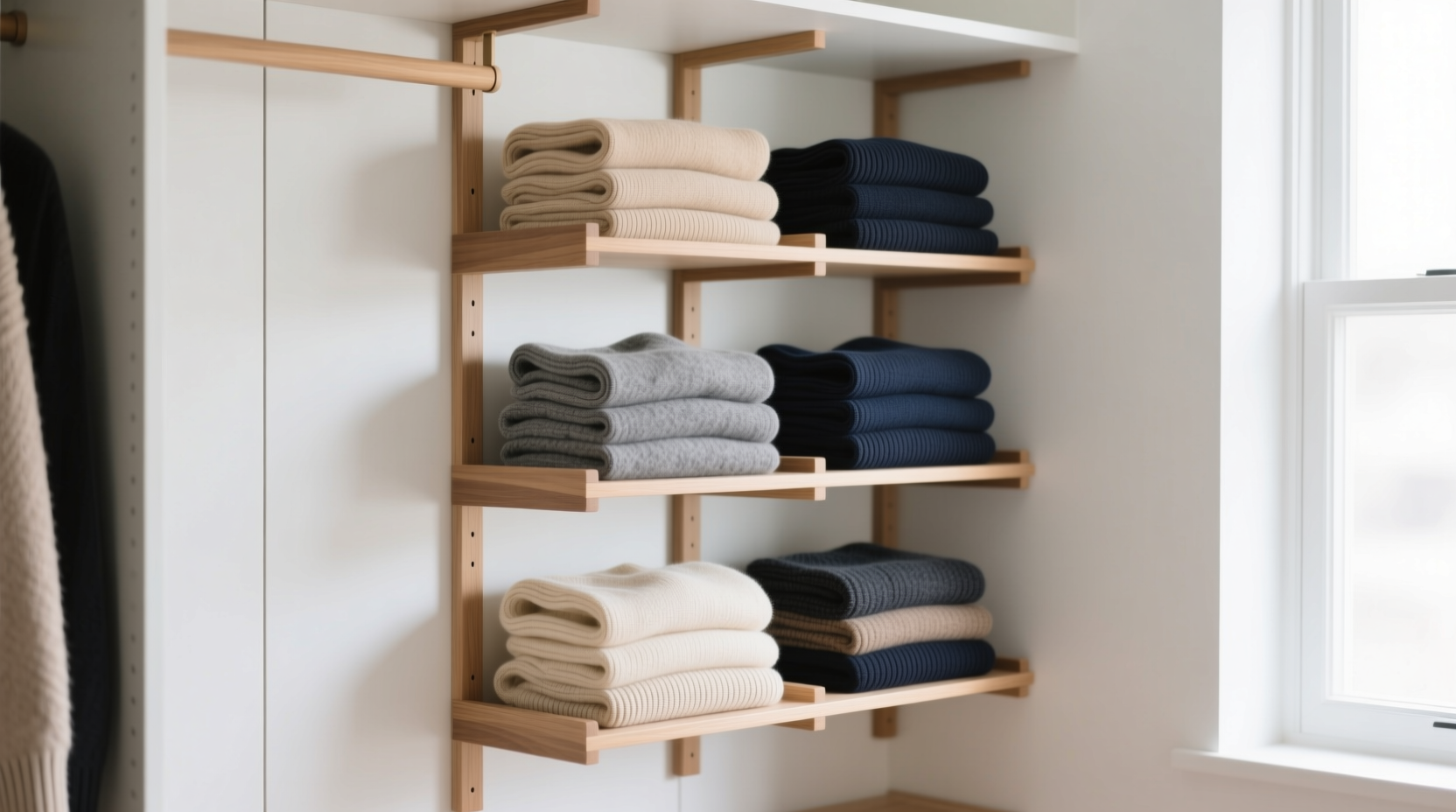 closet organization tips shelf dividers vs bins for sweaters