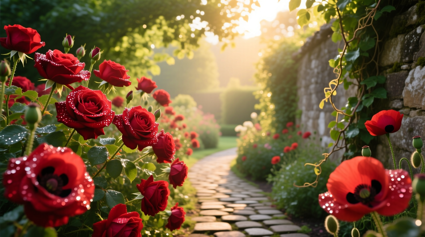 red flowers in a garden