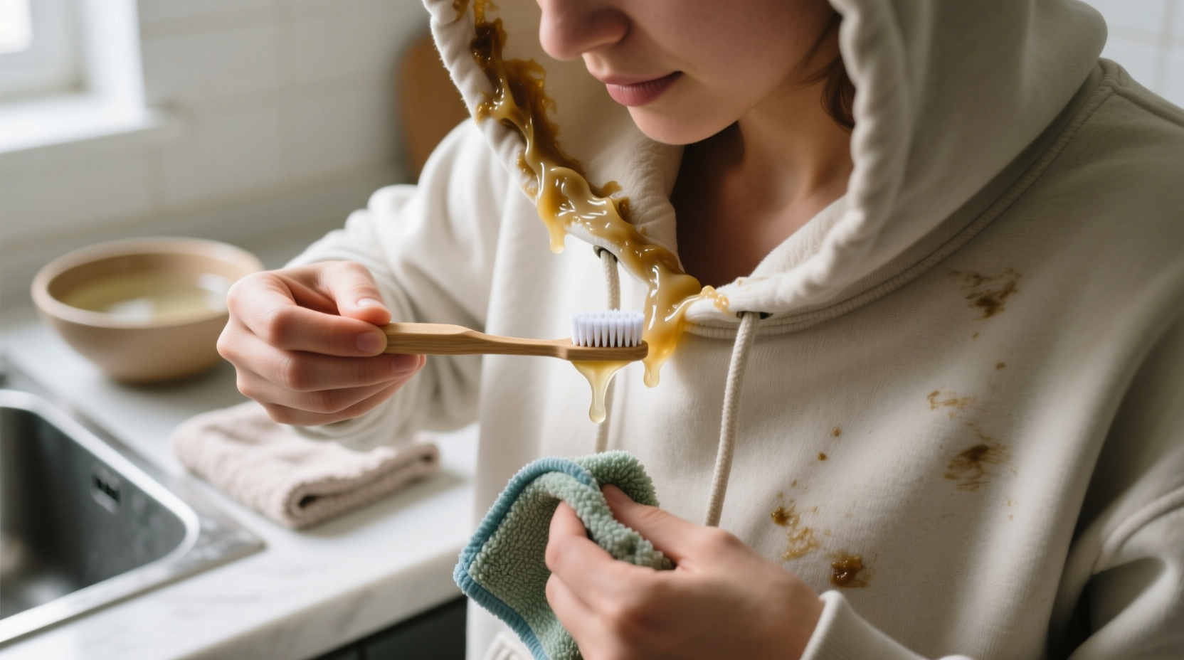 how to remove dried slime from hoodie hoods
