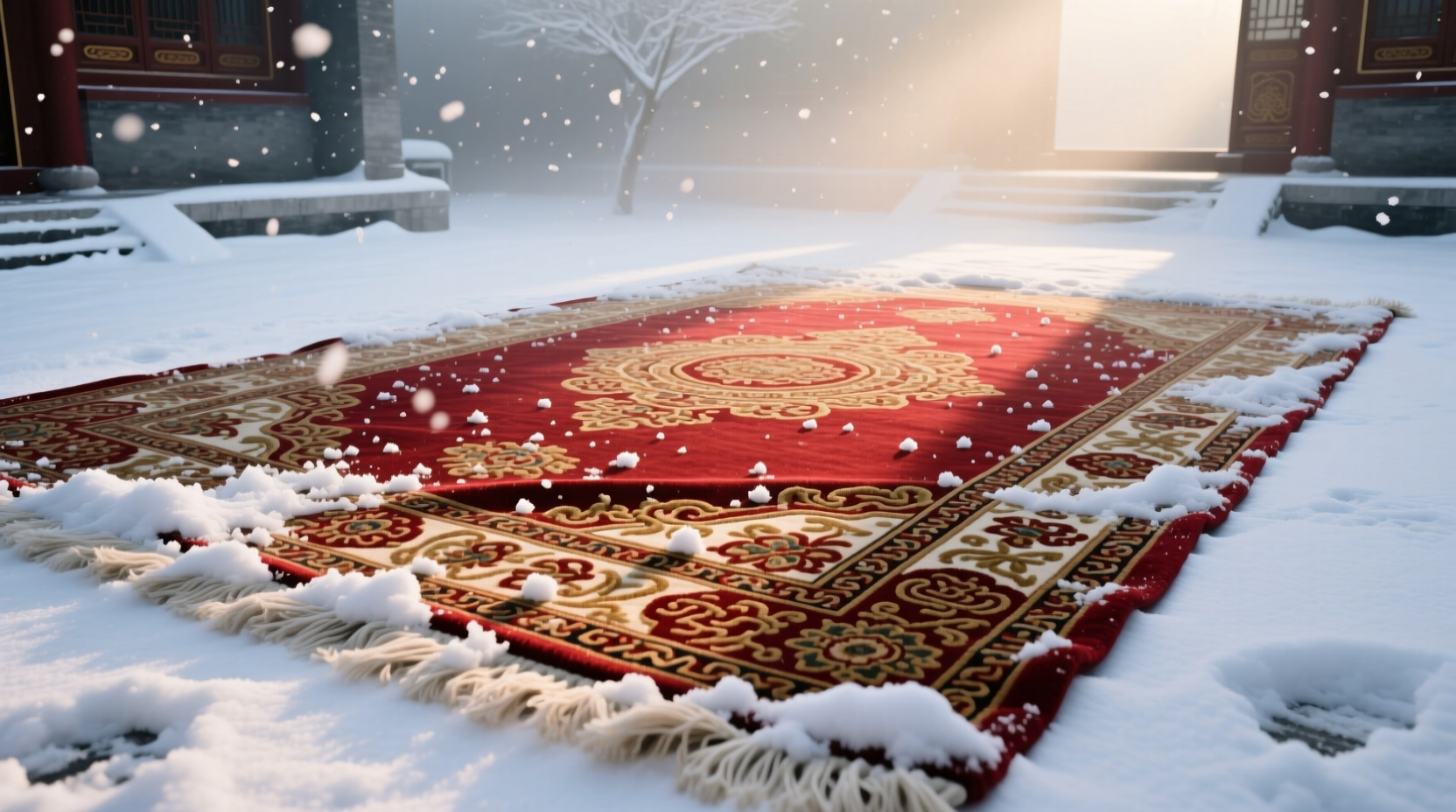 use snow to clean a rug