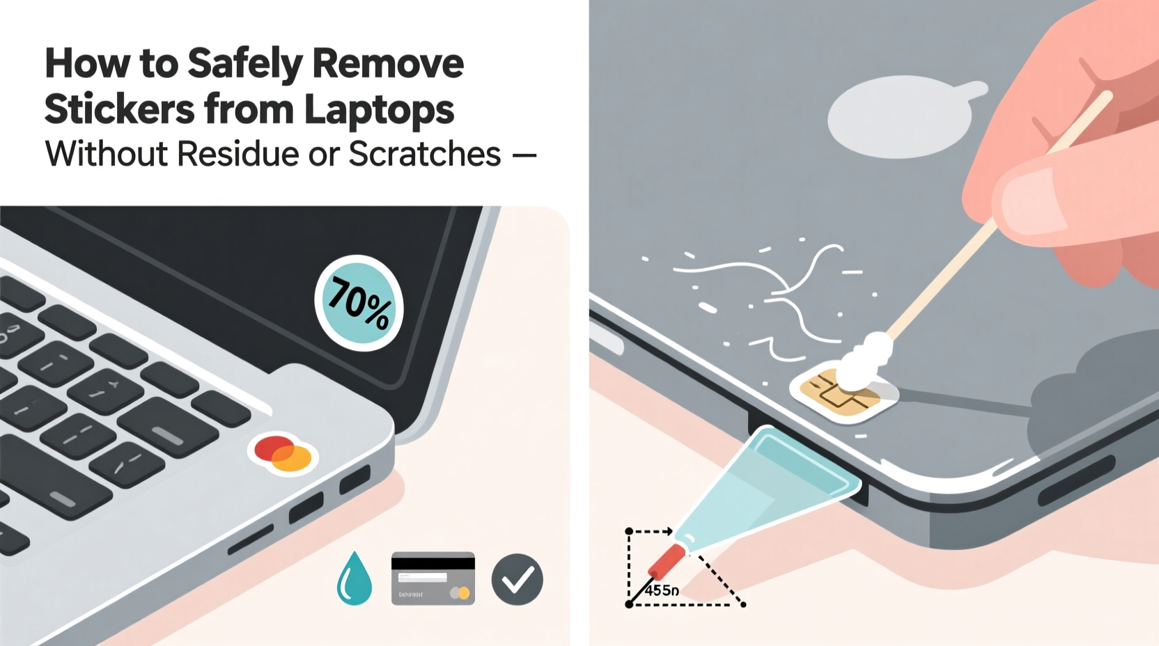 how to safely remove stickers from laptops without residue or scratches