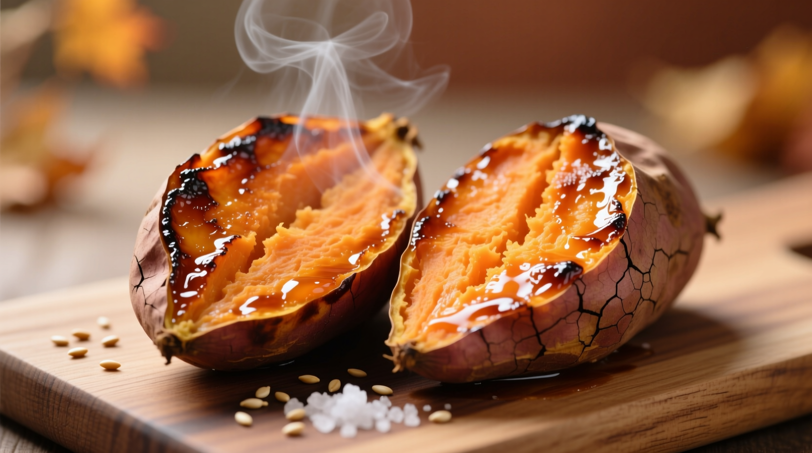 Perfectly roasted sweet potato halves with caramelized edges