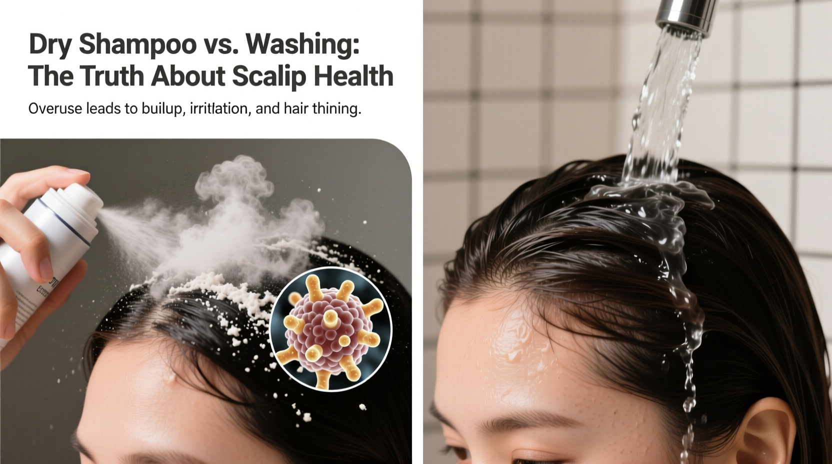 dry shampoo vs washing your hair is overusing powder causing scalp buildup